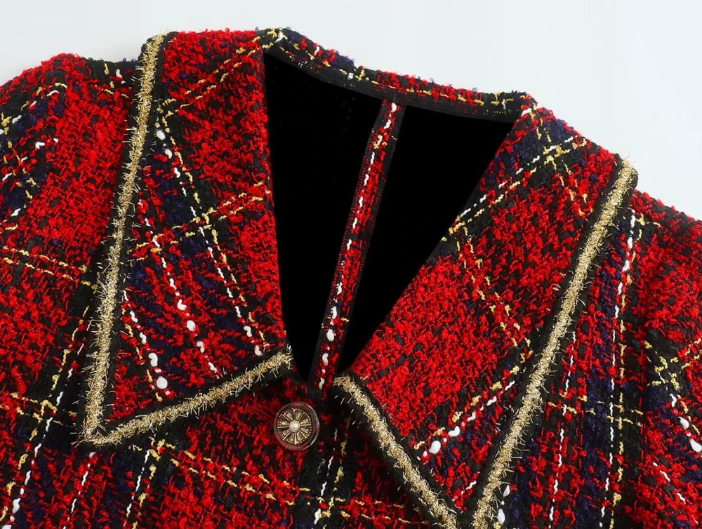 Womens Spring Tweed Blazer Jacket Chanel Style